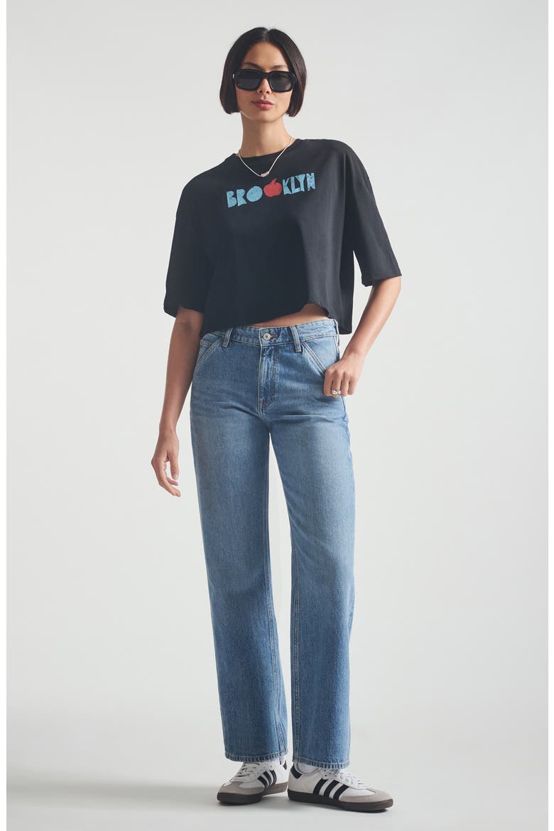 Brooklyn Crop Graphic T-Shirt, Alternate, color, BLACK