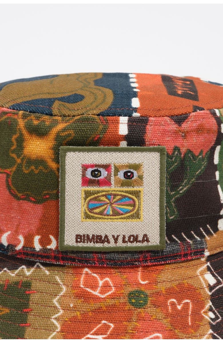 Bimba y Lola Travelers print bucket hat, Alternate, color, Brown