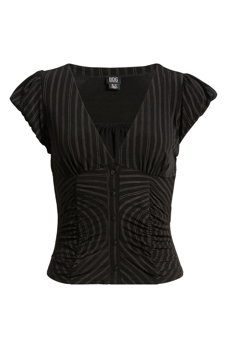 BDG Urban Outfitters Penny Ruched Polka Dot Top, Alternate, color, Black