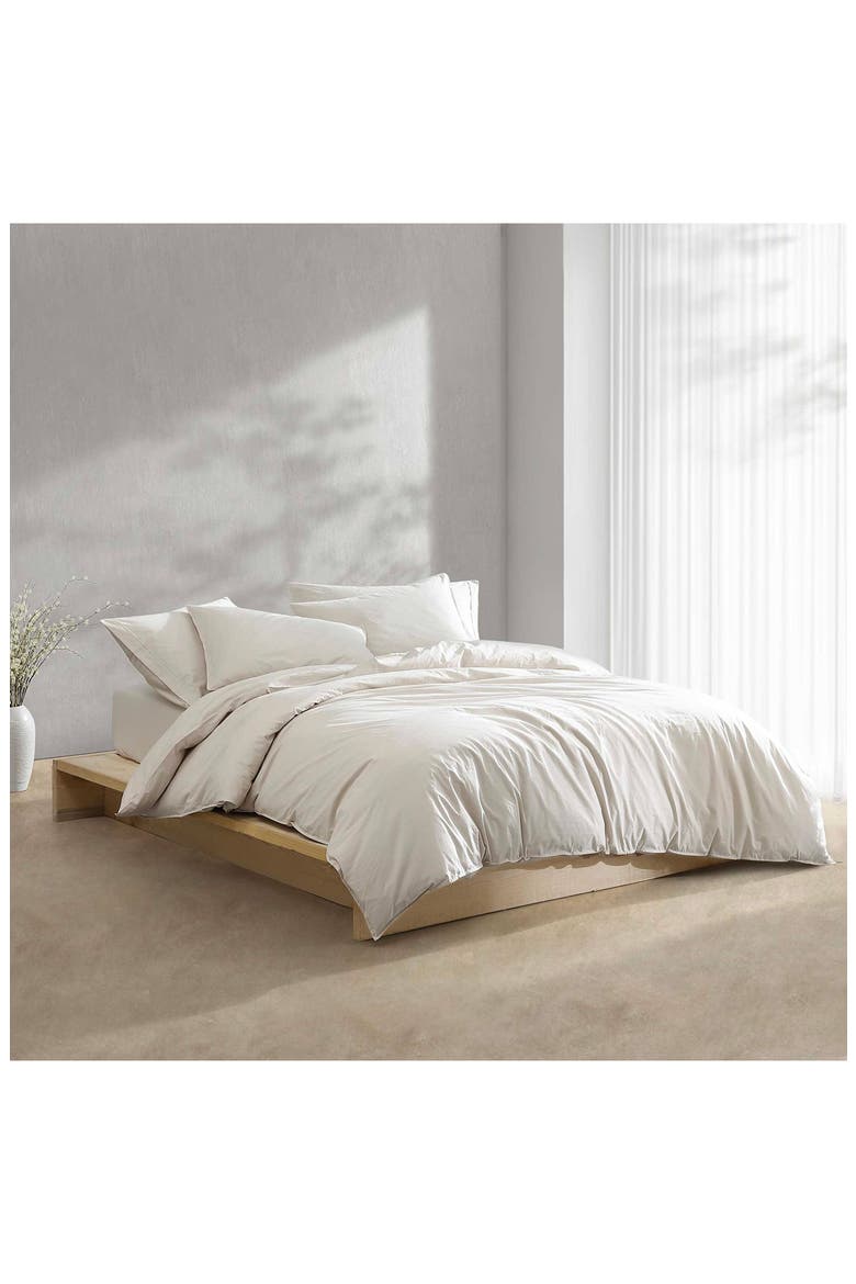 Washed Percale Duvet & Shams Set, Alternate, color, BEIGE/ TAN