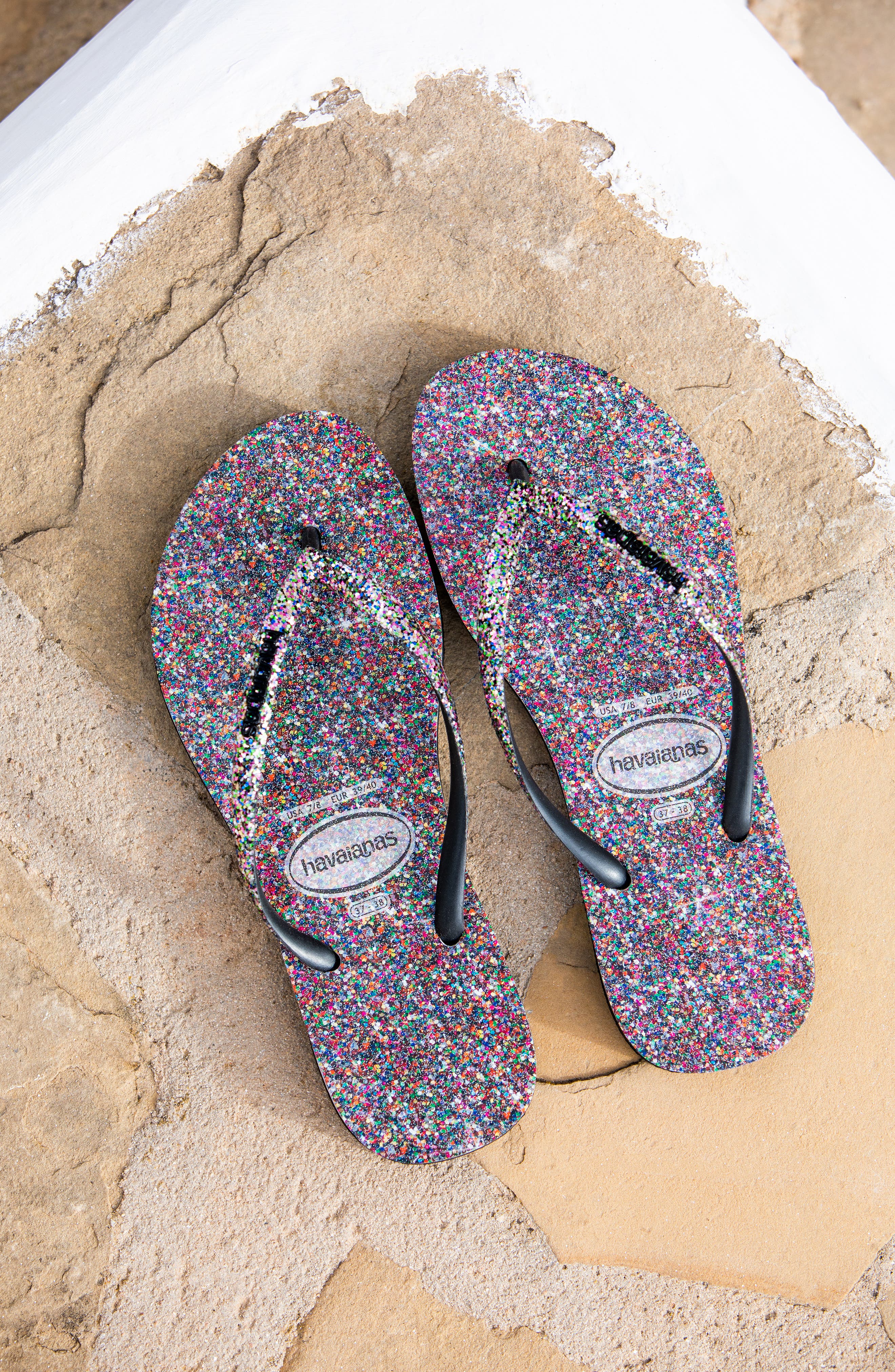 Havaianas Slim Glitter Flip Flop, Alternate, color, 