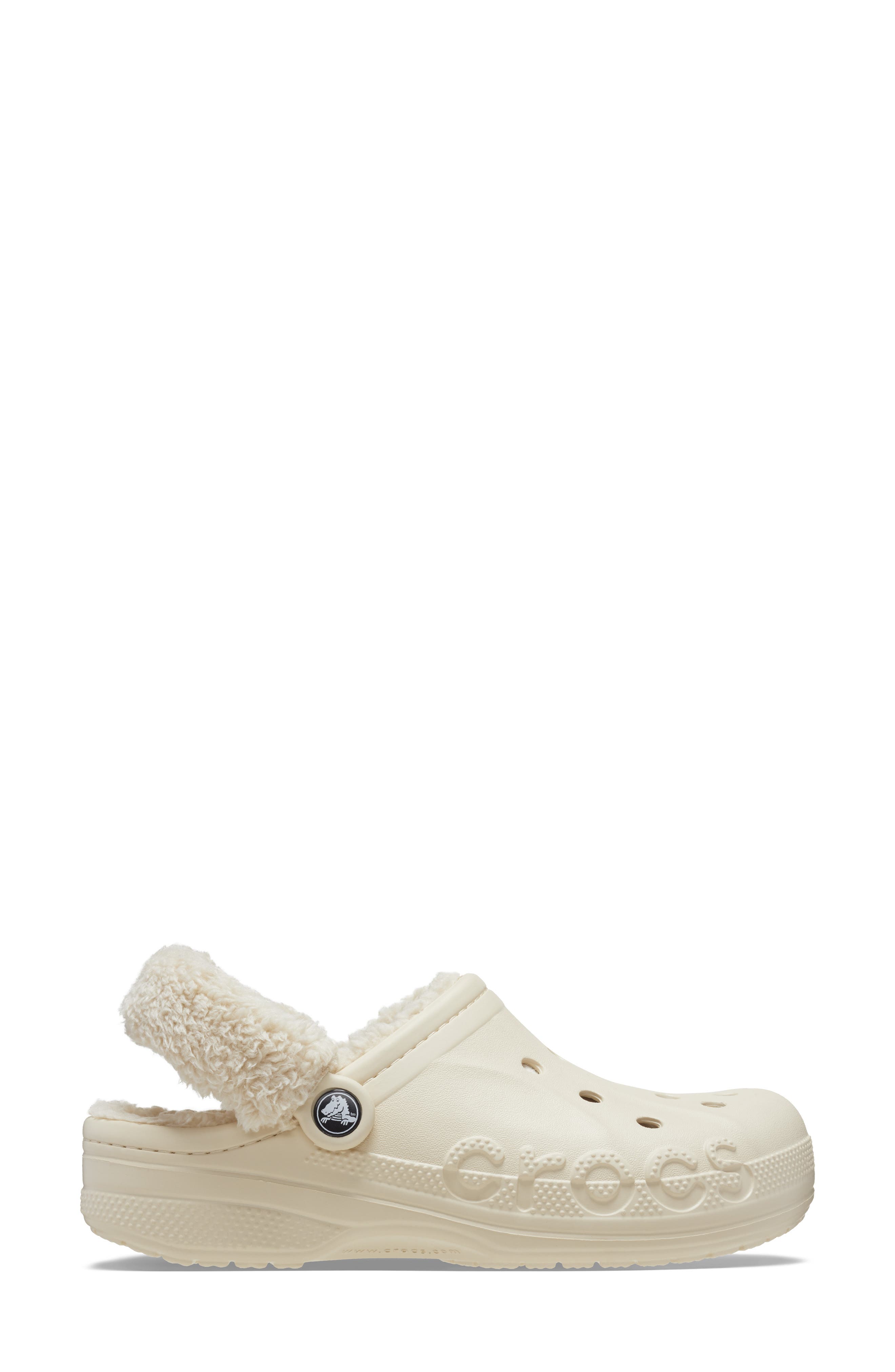 CROCS Baya Faux Fur Lined Clog, Alternate, color, Winter White
