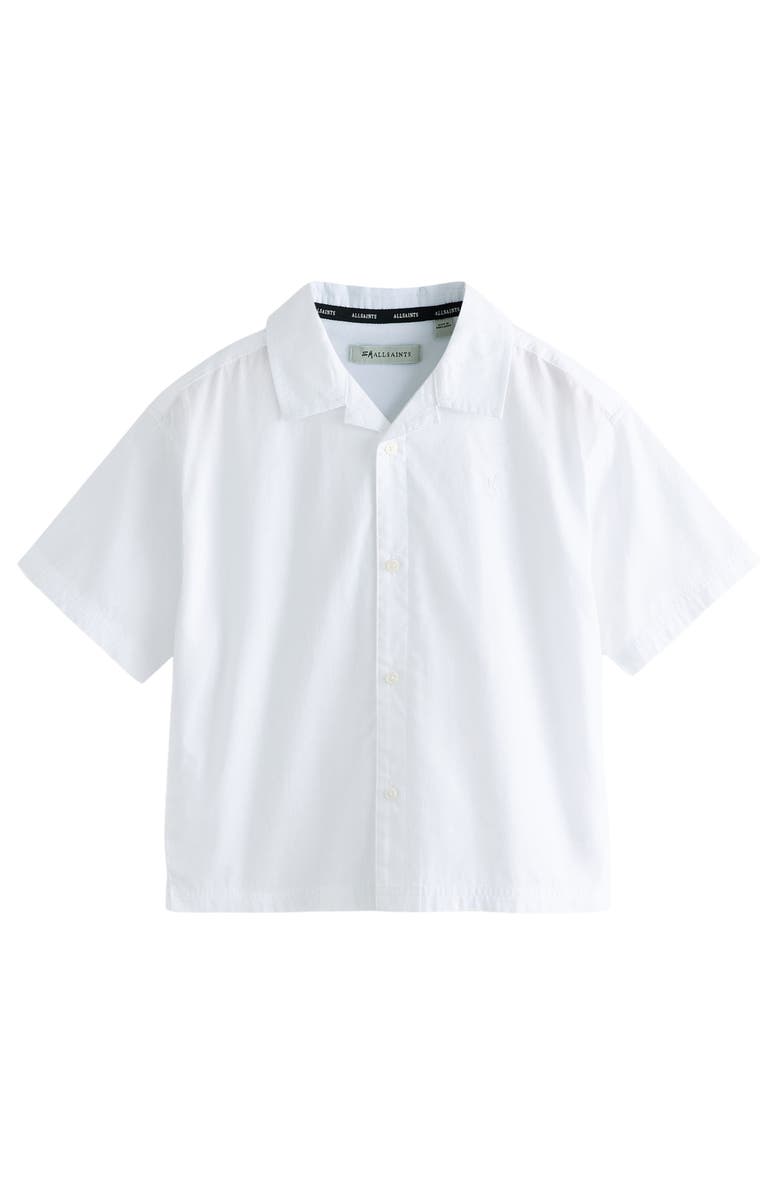 smALLSAINTS by ALLSAINTS Kids' Oversize Ramskull Cotton Camp Shirt, Main, color, White