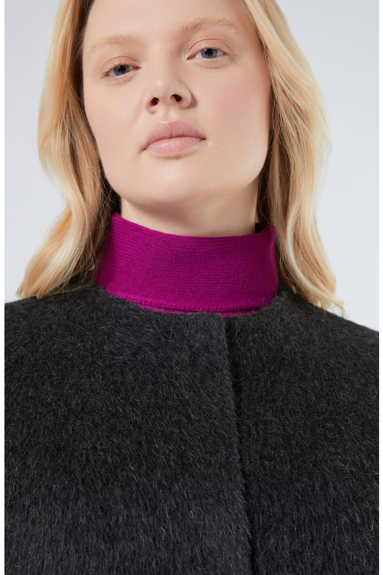Iacopo Alpaca & Wool Coat with Removable Scarf, Alternate, color, DARK GREY