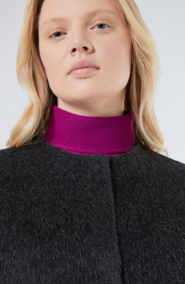 Marina Rinaldi Iacopo Alpaca & Wool Coat with Removable Scarf, Alternate, color, Dark Grey