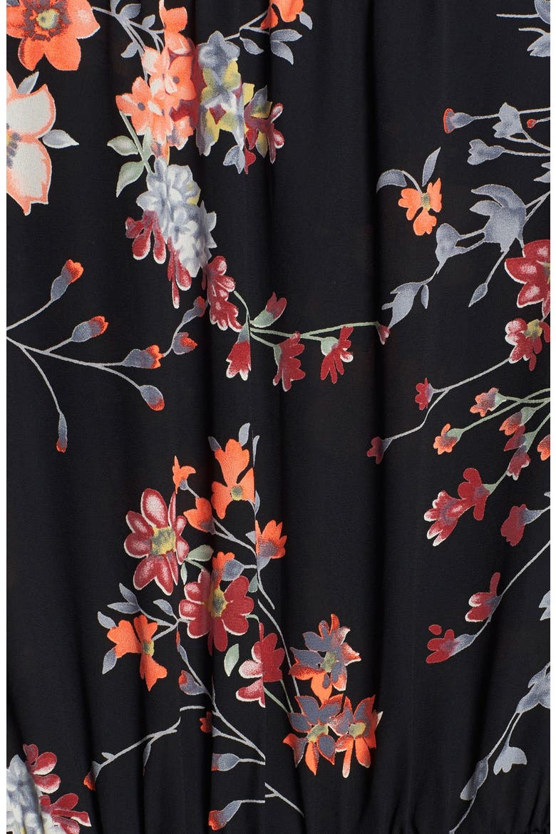 Lush 'Kendal' Floral Print Surplice Faux Wrap Dress, Alternate, color, BLACK FLORAL