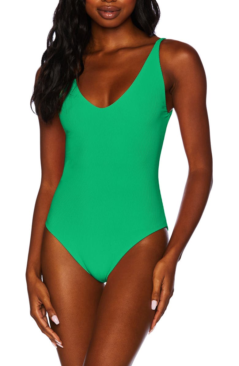 Beach Riot Reese Rib One-Piece Swimsuit, Main, color, Technicolor