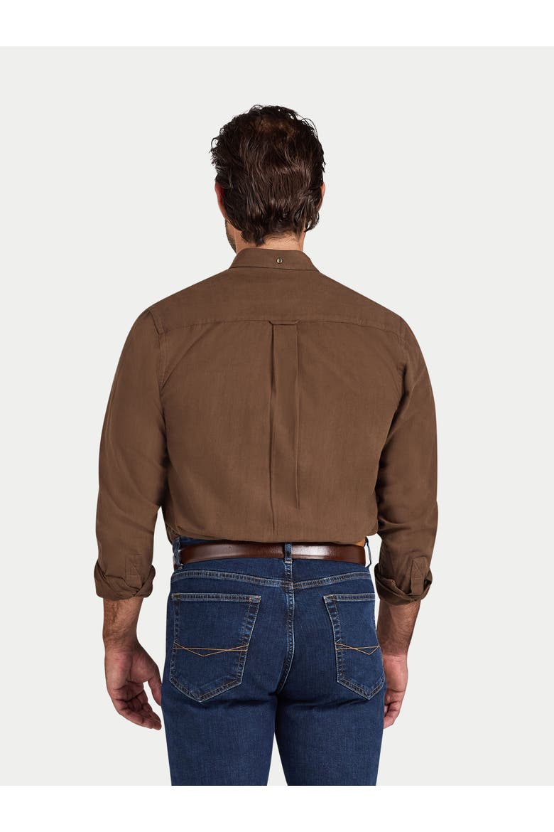 Long Sleeve Brushed Herringbone Shirt, Alternate, color, Brown