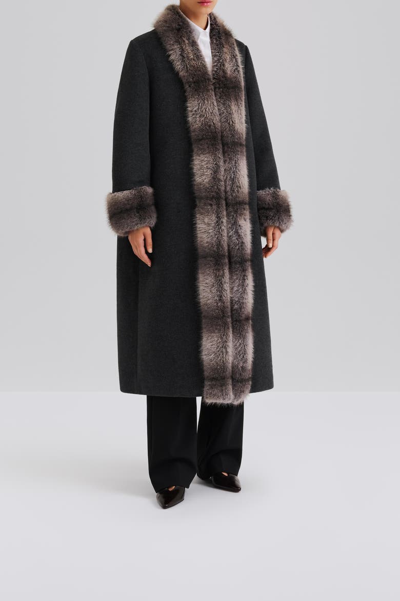 Anouk Yve Faux Fur Wool Coat, Alternate, color, Grey