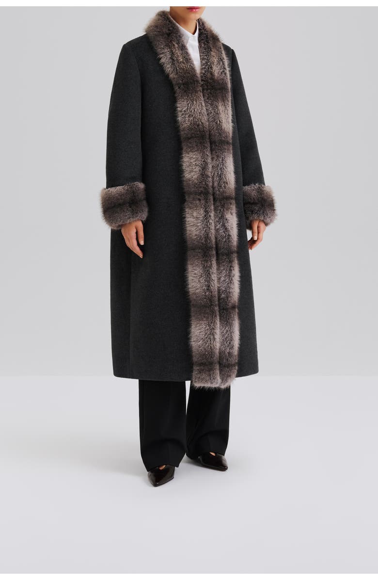 Malina Anouk Yve Faux Fur Wool Coat, Alternate, color, Grey