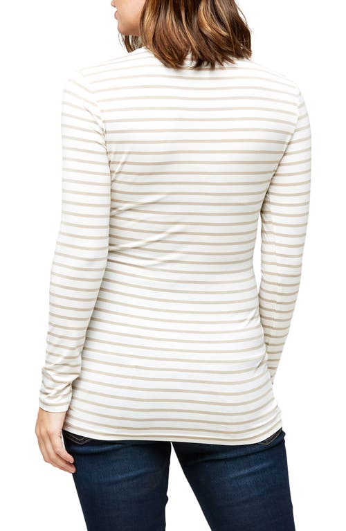 Nom Maternity Liv Long Sleeve Maternity Top In Oatmeal Stripe