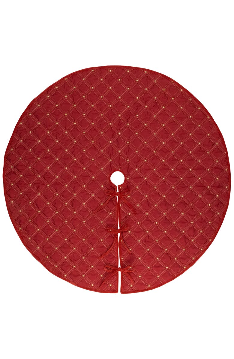 Northlight Round Quilted Tree Skirt - 60" - Red and Gold, Main, color,