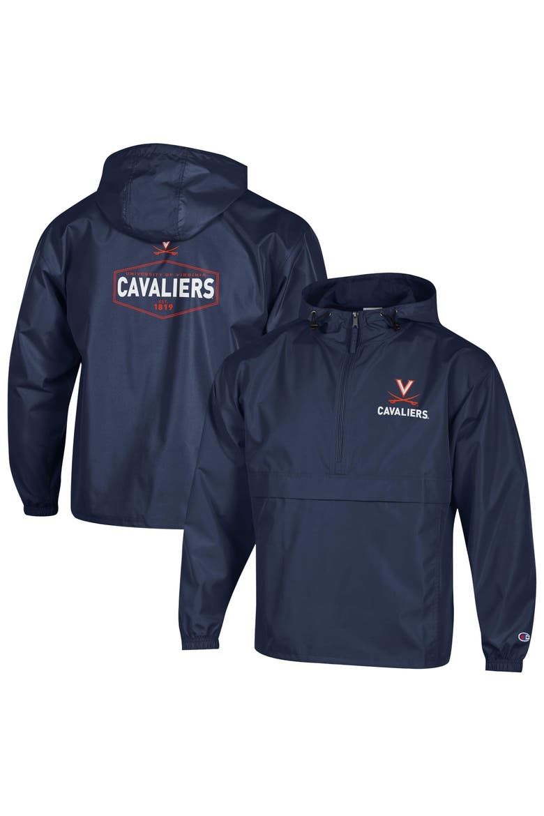 Men's Champion Navy Virginia Cavaliers Delay Packable Half-Zip Jacket, Main, color, Navy