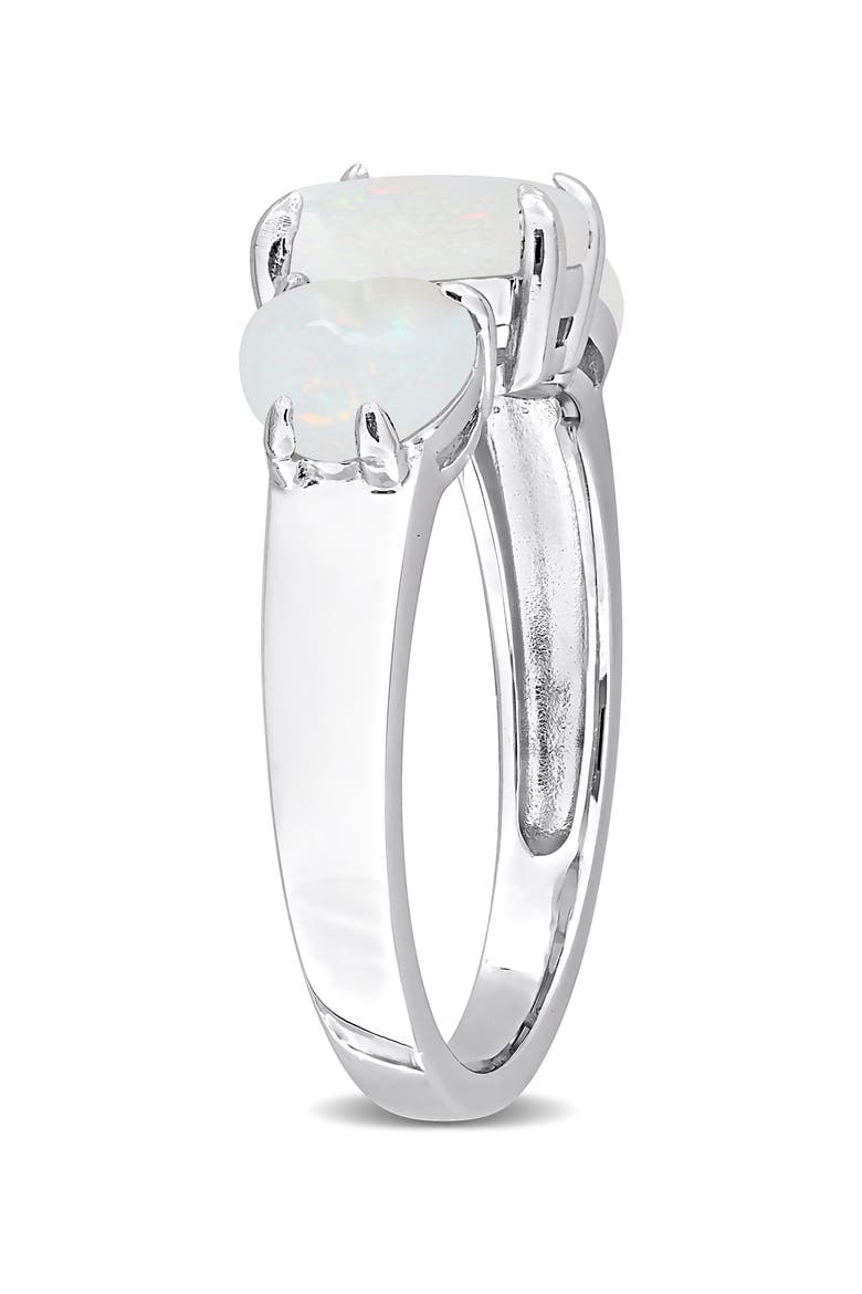 Sterling Silver Heart-Shape Opal 3-Stone Ring, Alternate, color, SILVER