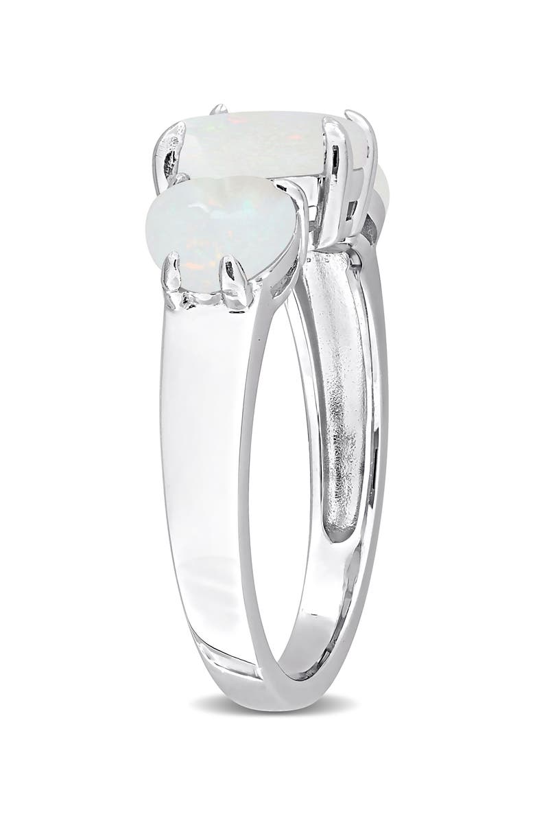 DELMAR Sterling Silver Heart-Shape Opal 3-Stone Ring, Alternate, color, Silver