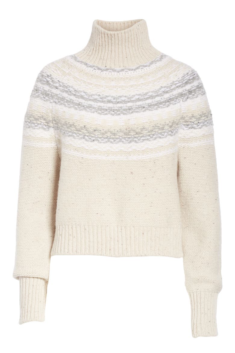 Fair Isle Wool & Cashmere Crop Turtleneck Sweater, Alternate, color, OATMEAL