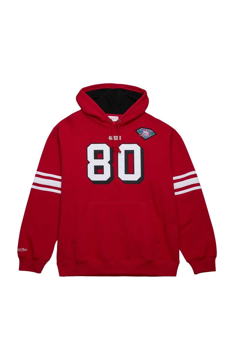 Mitchell & Ness Men's Mitchell & Ness Jerry Rice Scarlet San Francisco 49ers Retired Player Name & Number Pullover Hoodie, Alternate, color, 