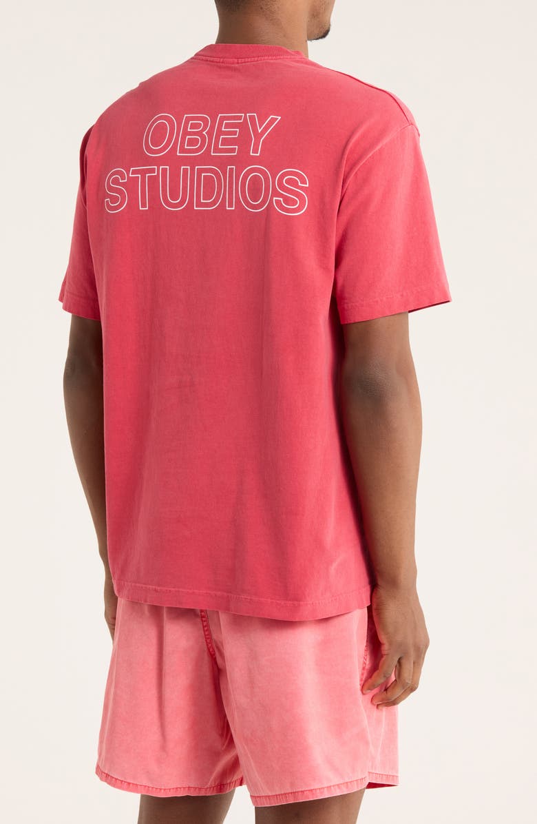 Obey Outline Logo Graphic T-Shirt, Alternate, color, Pigment Raspberry