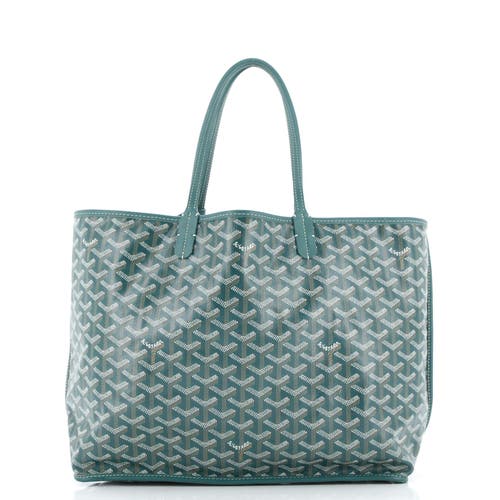 Pre-owned Goyard Goyard Anjou Reversible Tote Coated Canvas Pm In Green