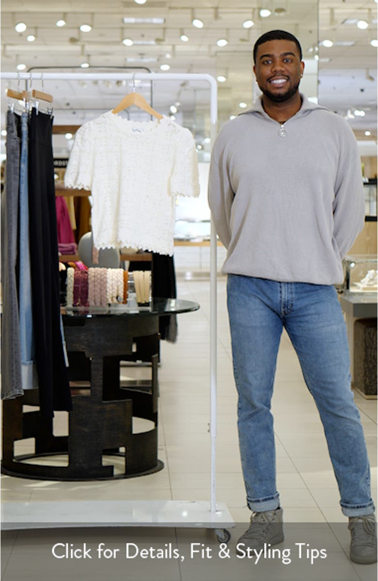 Roby Novelty Stitch Cotton Blend Crewneck Sweater, sales video thumbnail