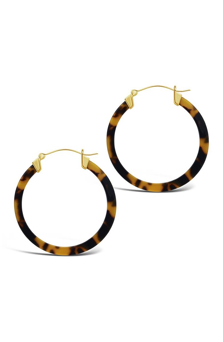 Sterling Forever 50mm Honey Tortoise Acetate Hoop Earrings, Alternate, color, 