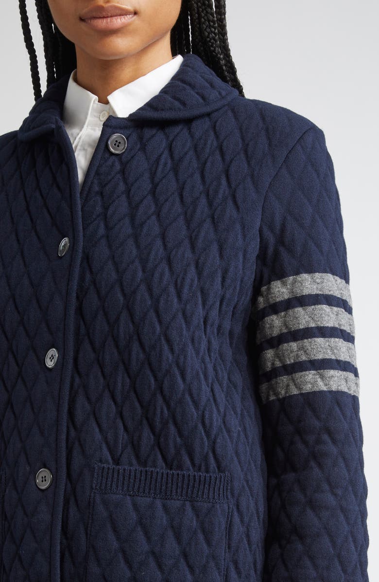 Thom Browne 4-Bar Quilted Virgin Wool Blend Jacket, Alternate, color, Navy