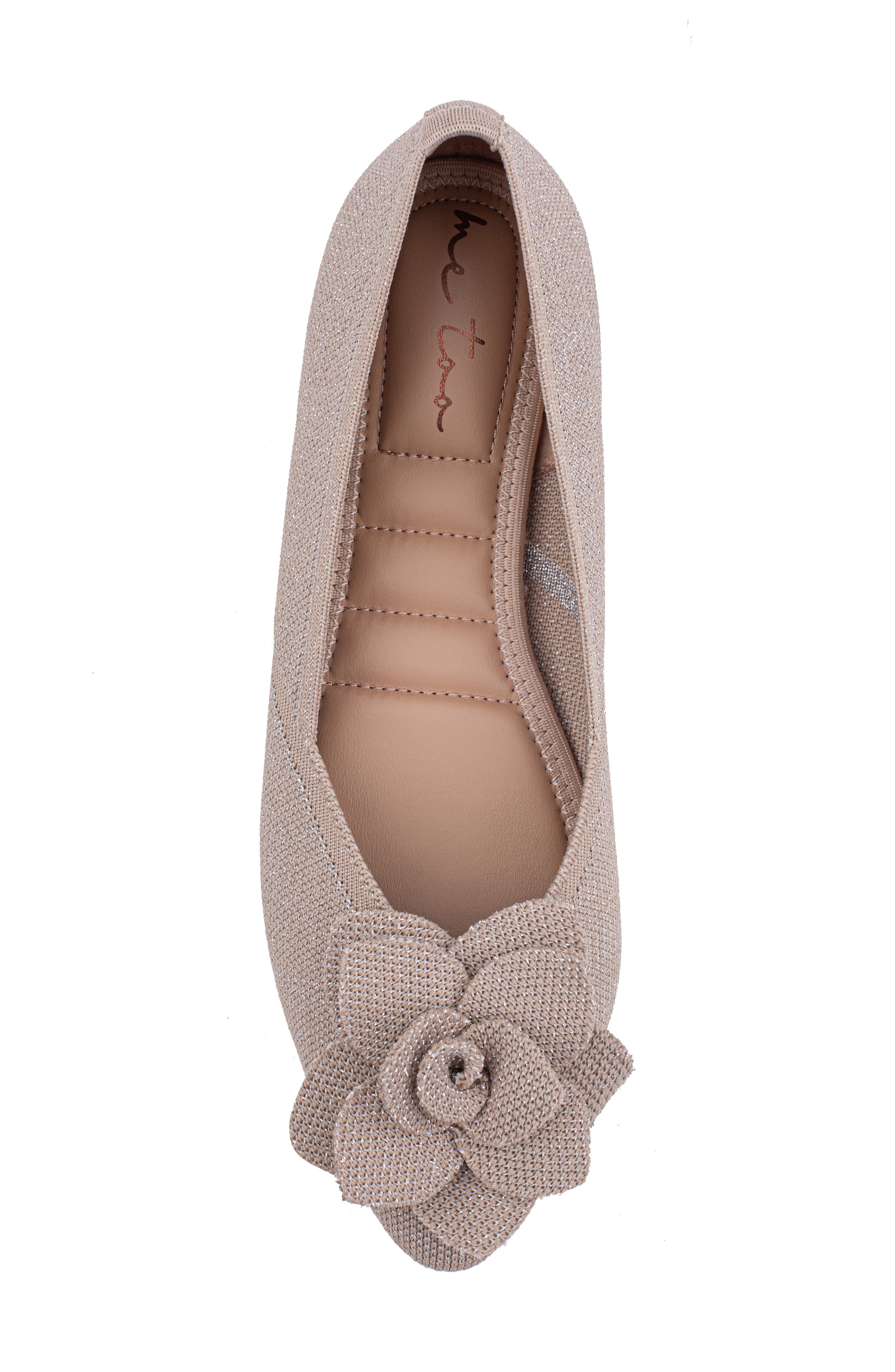 Alaya Floral Appliqué Mesh Flat, Alternate, color, SESAME METALLIC