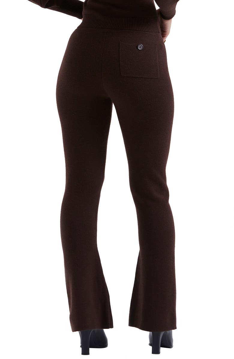 HOUSE OF CB Nereida Rib Flare Pants, Alternate, color, Chocolate Brown