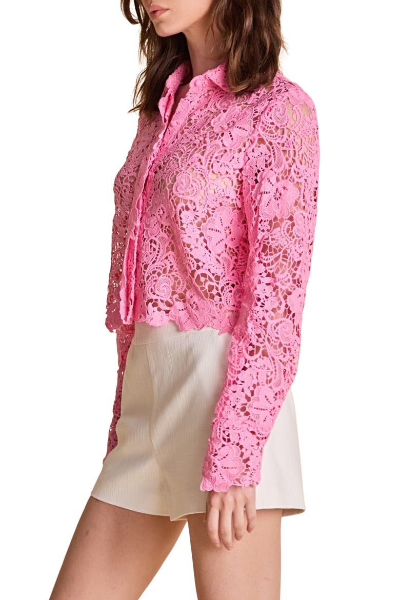 Lace Crop Shirt, Alternate, color, PINK