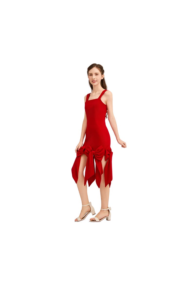 Bow-Tail Dress, Alternate, color, Red