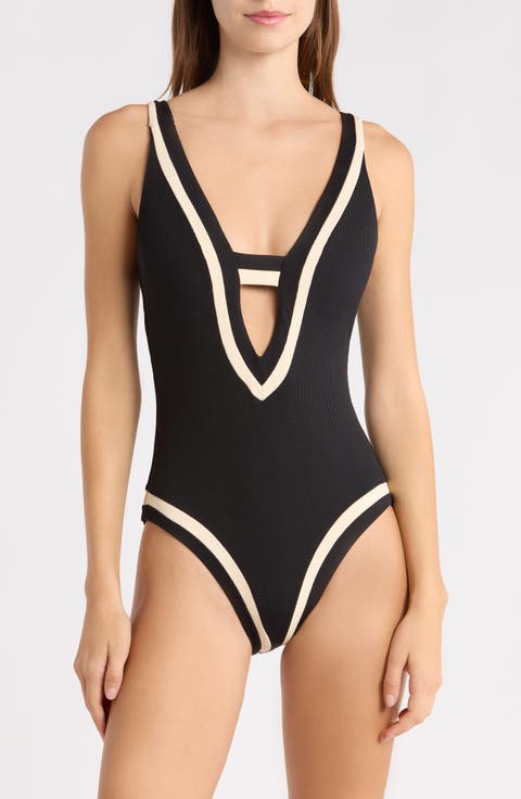 Coast Line Plunge One-Piece Swimsuit