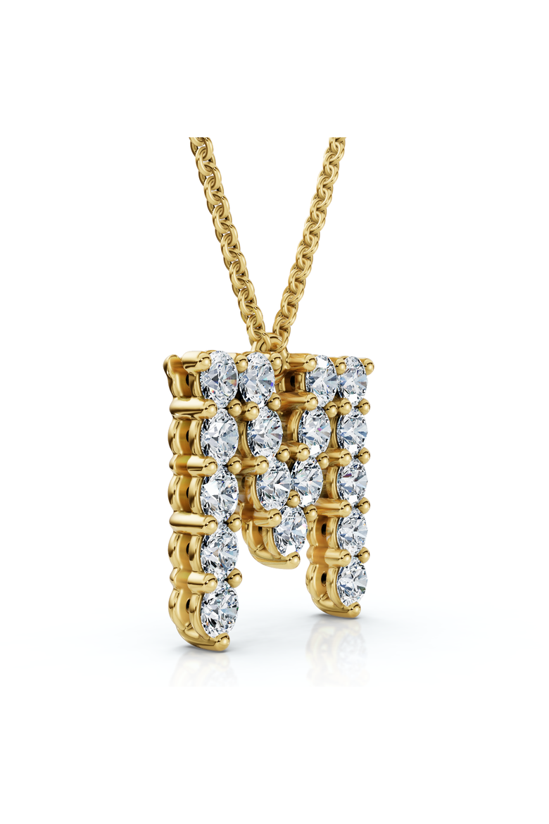 1Ct Diamond Initial "M" Pendant 14k Gold 18" Necklace Lab Grown 5/8" Tall, Main, color, Yellow Gold
