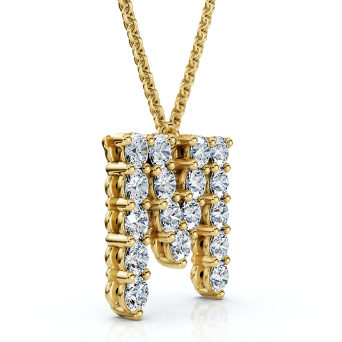 1Ct Diamond Initial "M" Pendant 14k Gold 18" Necklace Lab Grown 5/8" Tall
