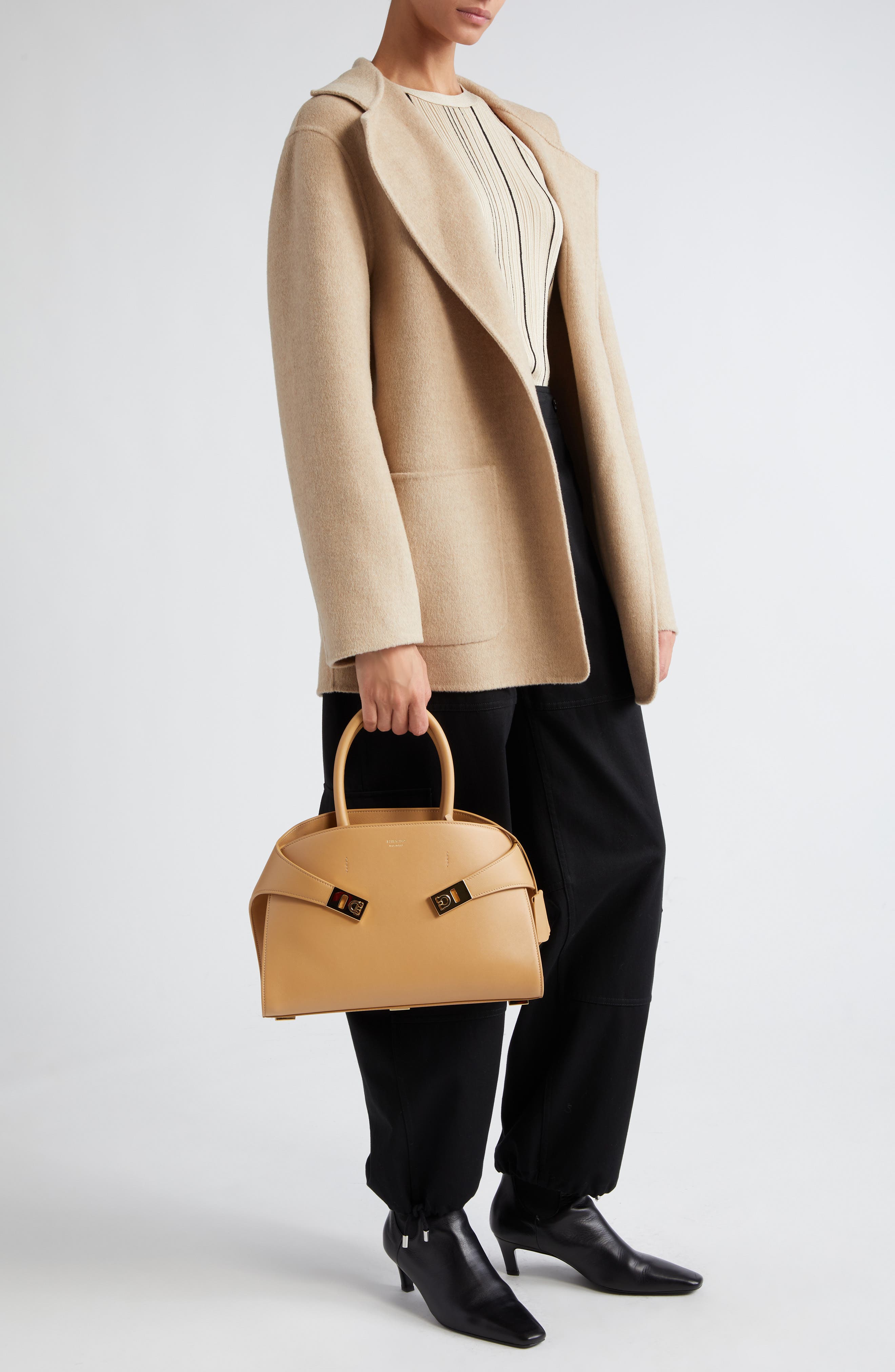 FERRAGAMO Hug Small Leather Top-Handle Bag, Alternate, color, 