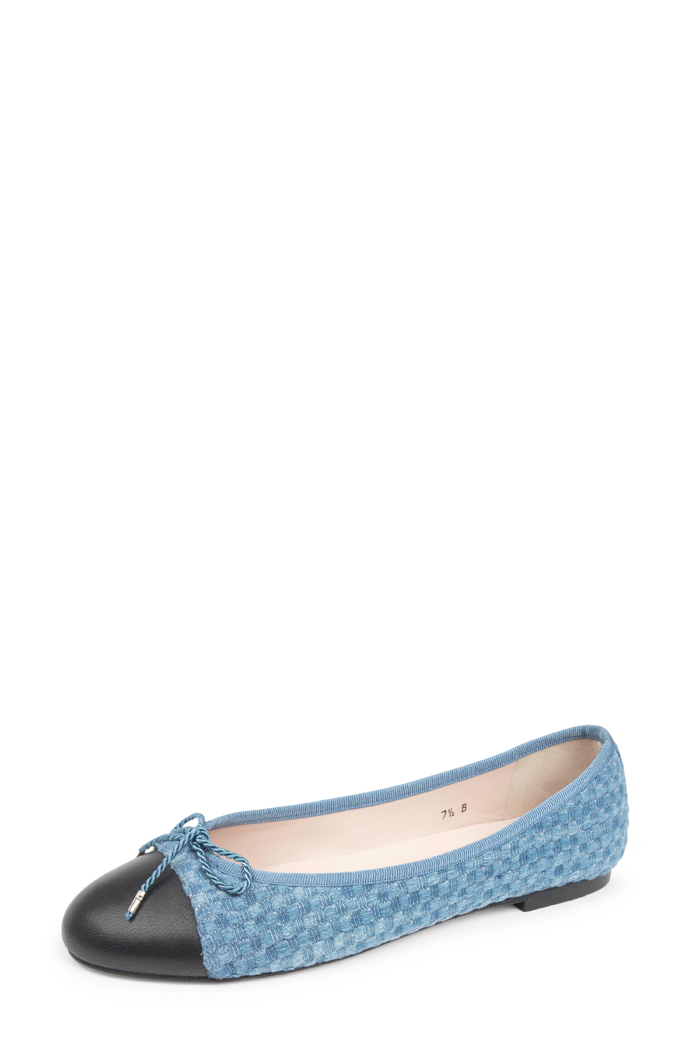Best Cap Toe Ballet Flat, Alternate, color, DENIM/ BLACK NAPA