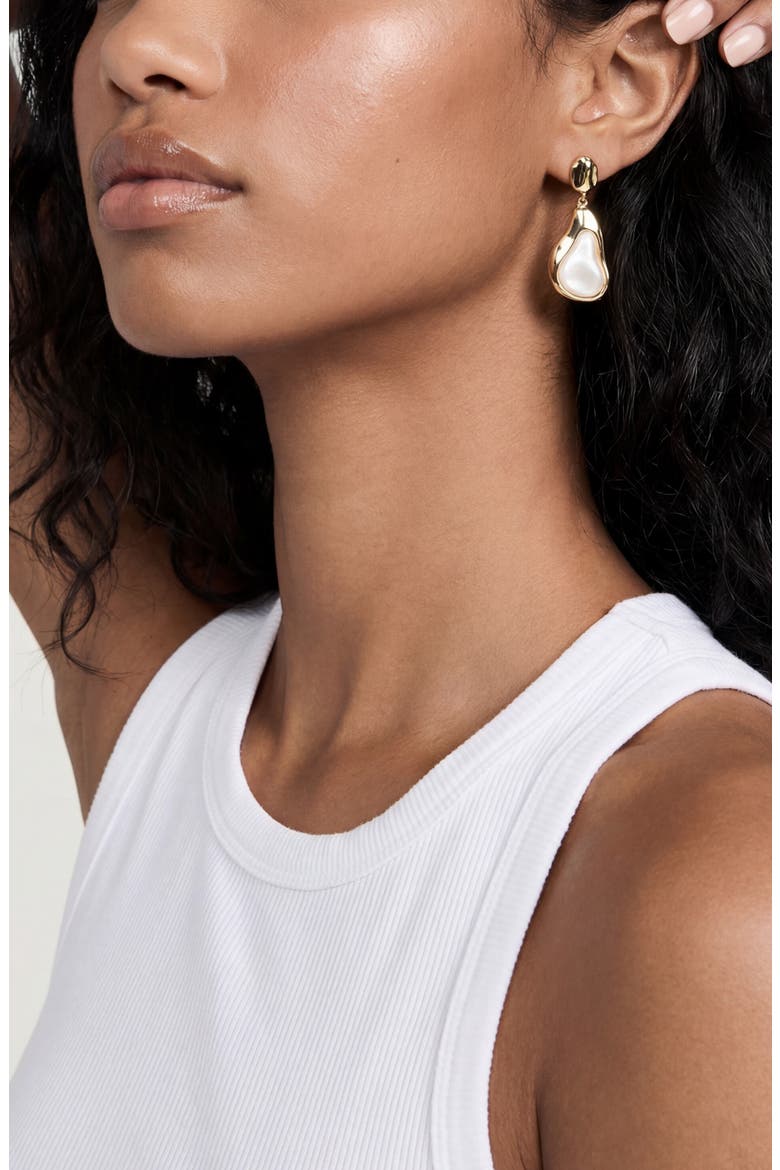 Hidden Stone Molten Drop Earrings, Alternate, color, PEARL