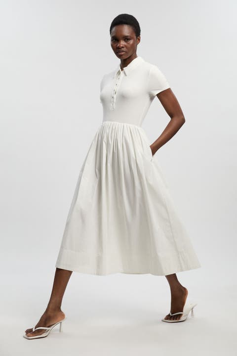 Rib Shirt Midi Dress