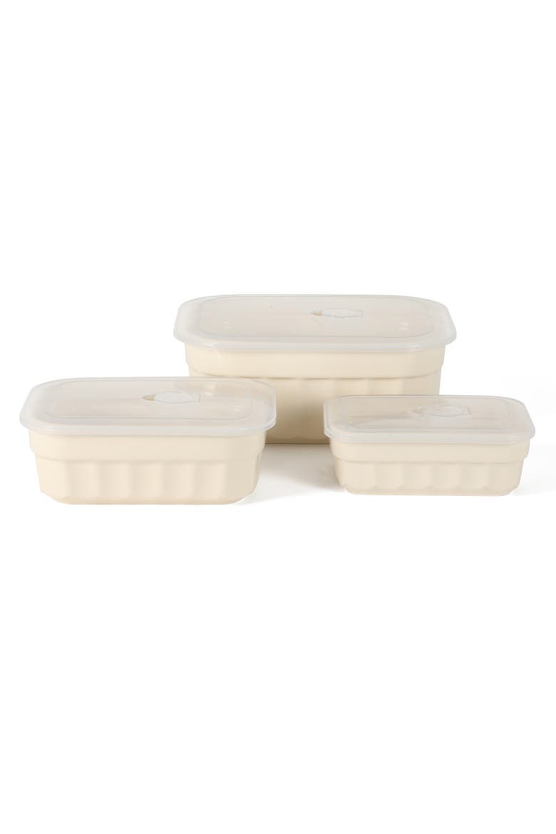 Broadbrook 6-Piece Stoneware Meal Prep Container Set with Lids, Oven & Microwave Safe, Main, color, Cream