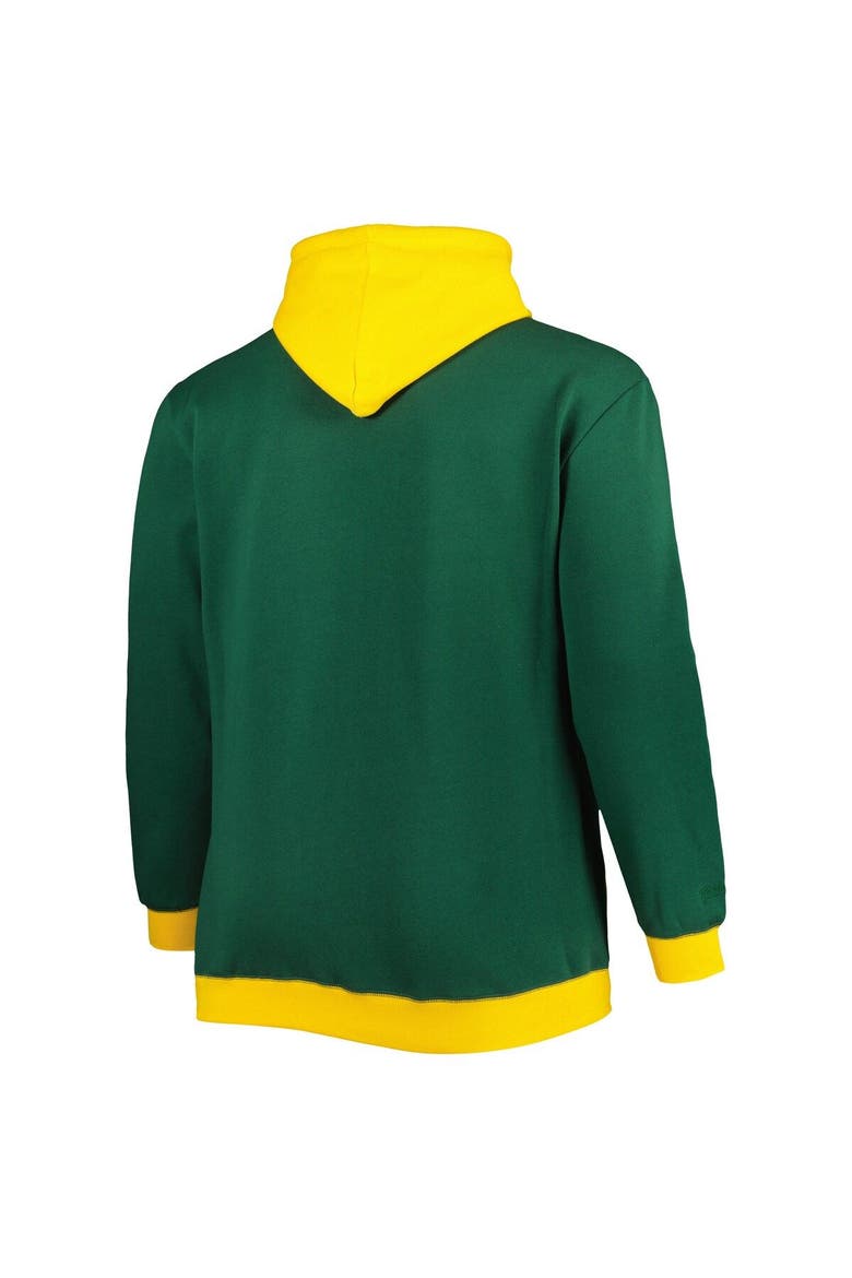 Men's Mitchell & Ness Green/Gold Green Bay Packers Big & Tall Big Face Pullover Hoodie, Alternate, color, Green