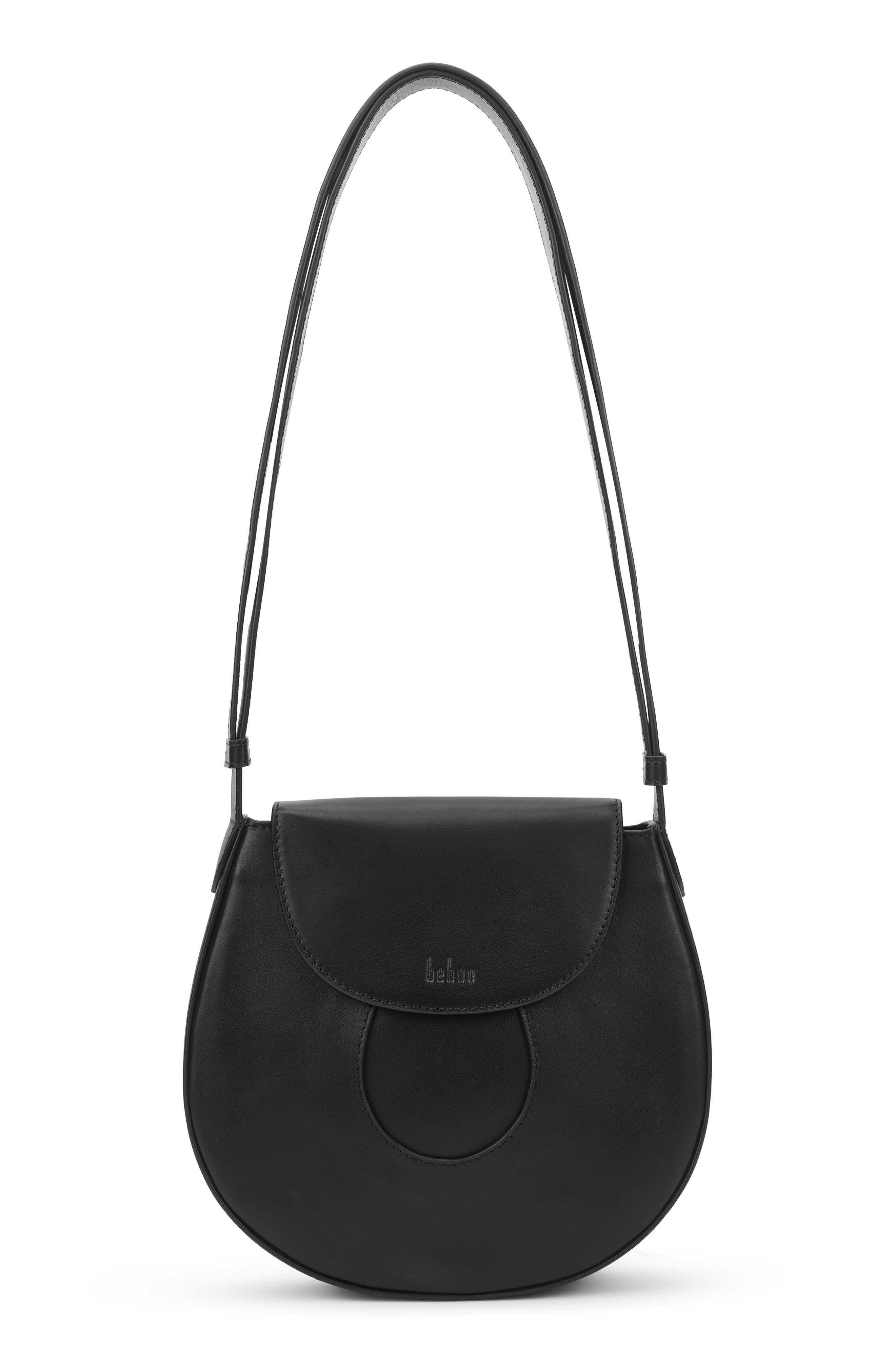 Nilde Leather Crossbody Bag, Main, color, BLACK