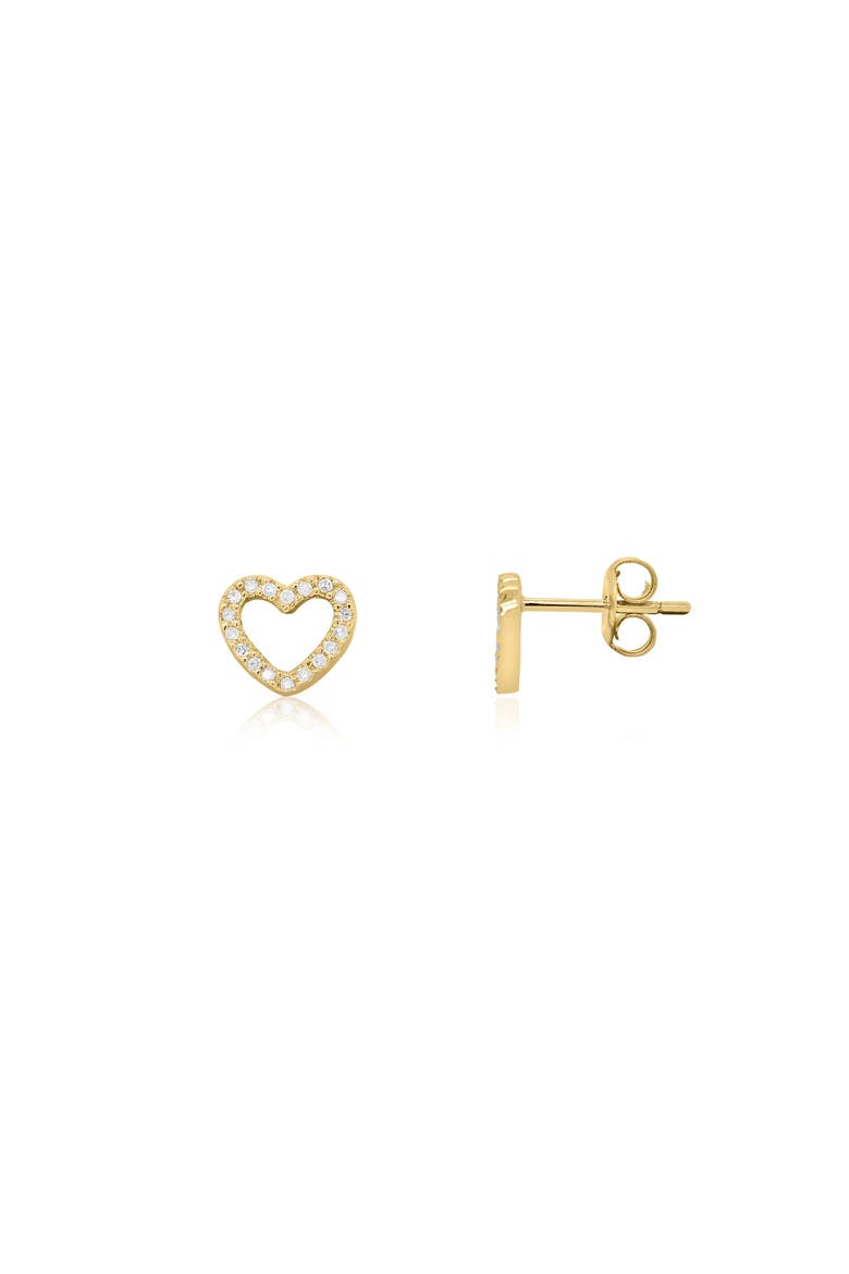 Diamond Cut Out Heart Stud Earrings, Main, color, Yellow Gold