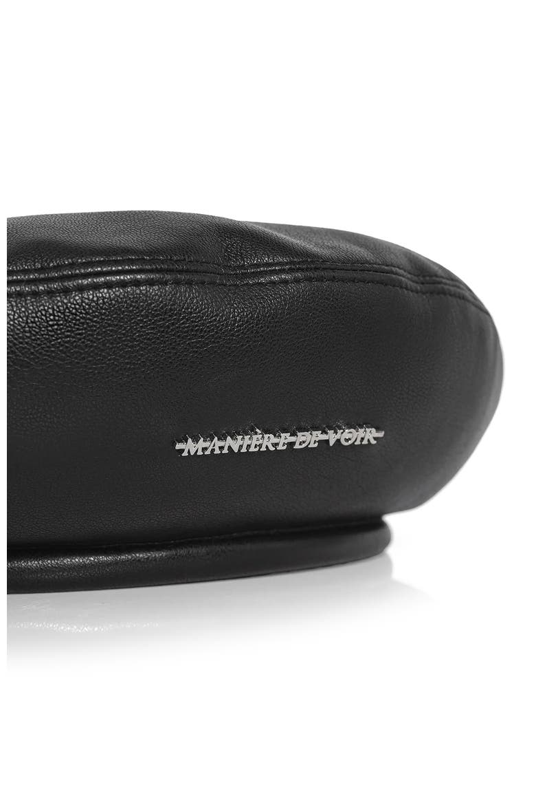 Anya Leather Beret, Alternate, color, Black