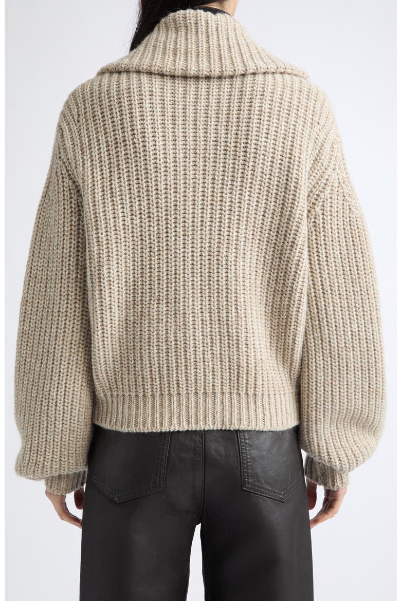 Zipped Alpaca & Yak Hair Cardigan, Alternate, color, BEIGE / OAT