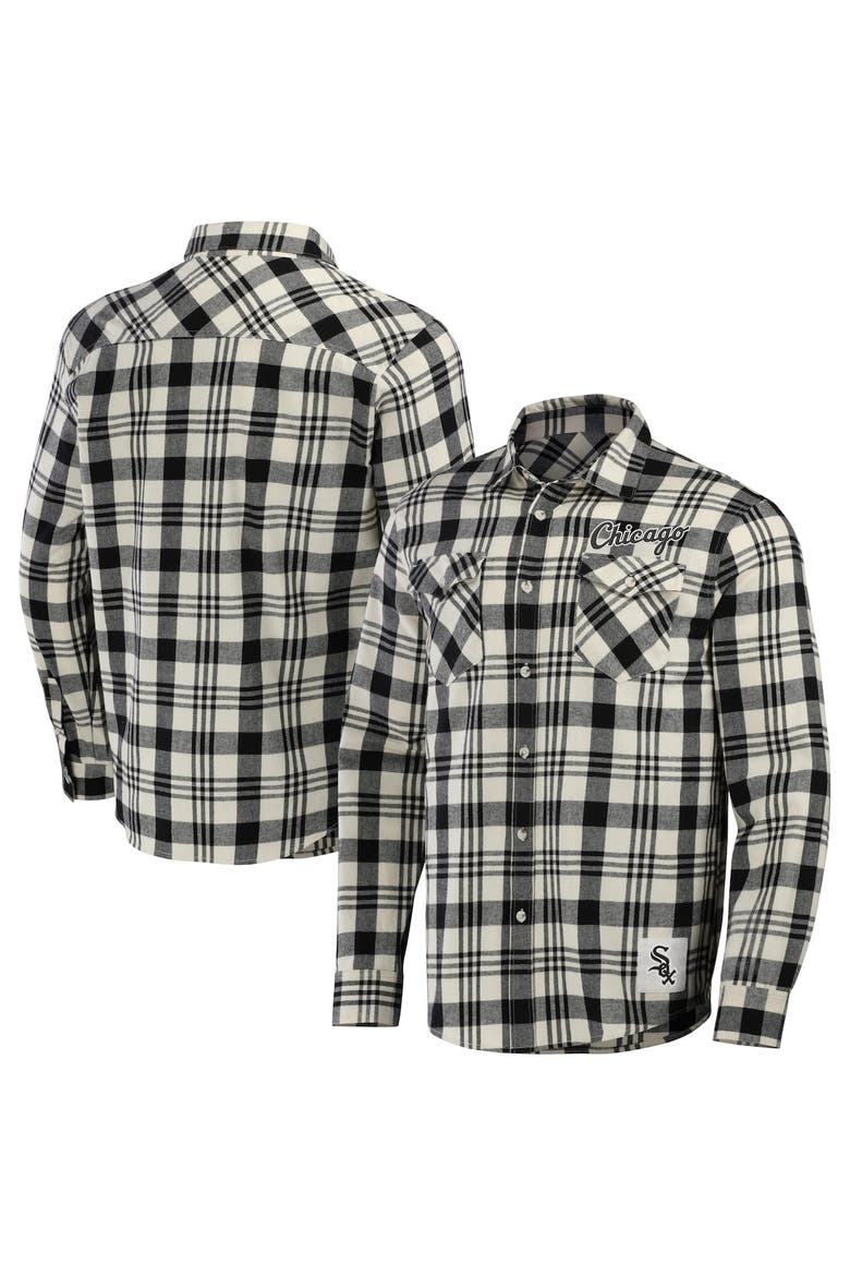 Men's Darius Rucker Collection by Fanatics Black Chicago White Sox Plaid Flannel Button-Up Shirt, Main, color, Black
