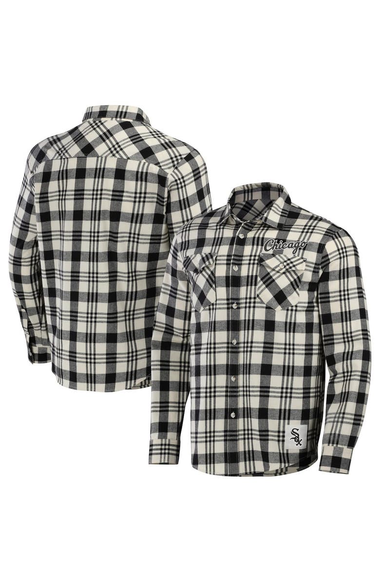 Darius Rucker Collection by Fanatics Men's Darius Rucker Collection by Fanatics Black Chicago White Sox Plaid Flannel Button-Up Shirt, Main, color, Black