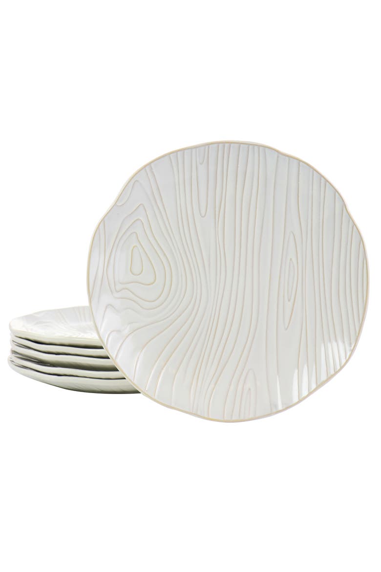 Wood Pattern 6 pc 10.75 Inch Stoneware Dinner Plate Set, Main, color, Brown