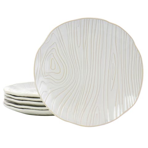 Wood Pattern 6 pc 10.75 Inch Stoneware Dinner Plate Set