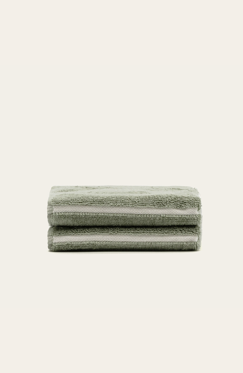 Italic Deia Washcloth Set, Main, color, Sage & Ecru