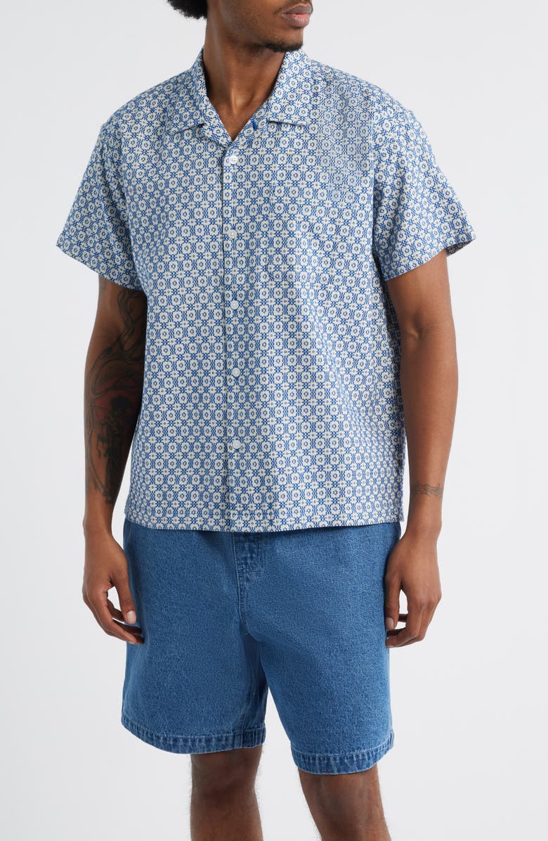 Obey Adrian Woven Camp Shirt, Main, color, Unbleached Multi