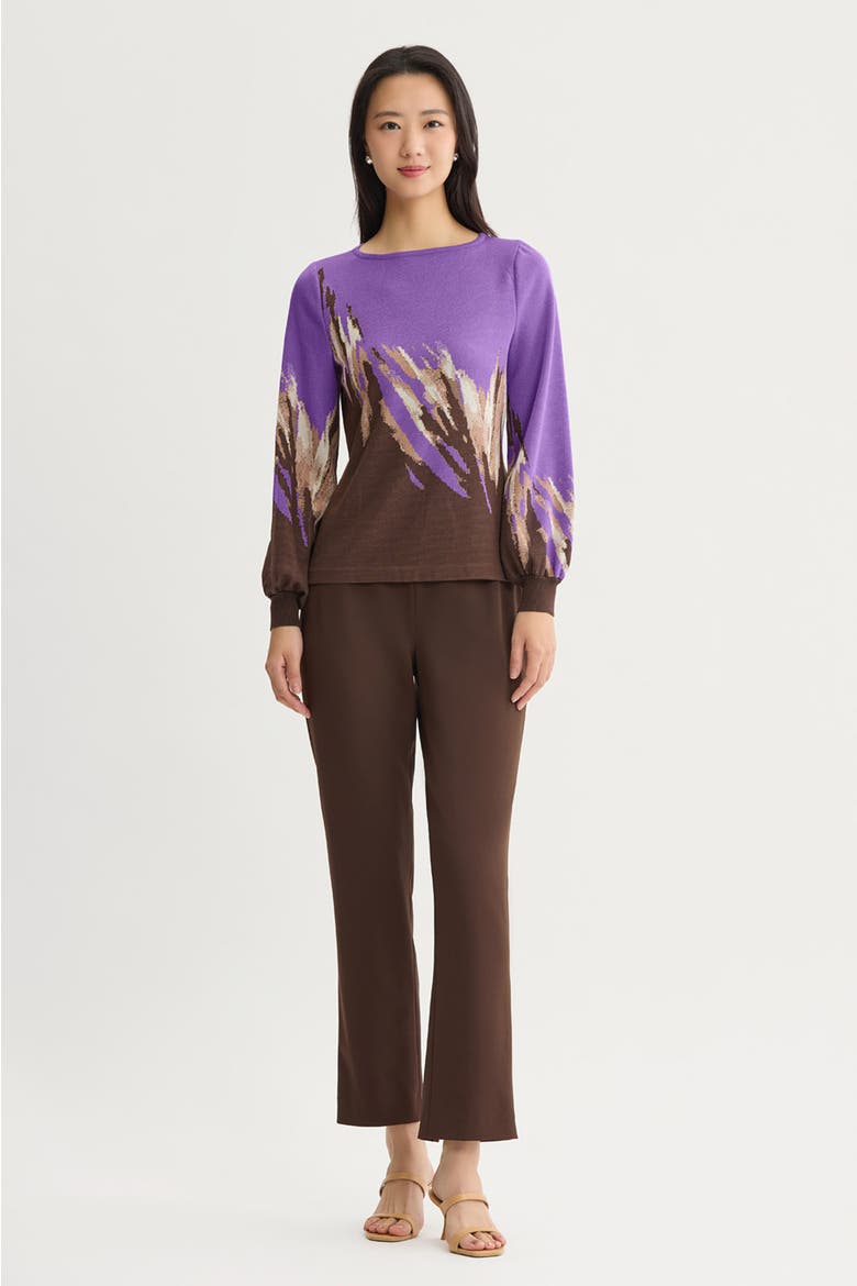 Soft Jacquard Knit Top, Alternate, color, Sunset Purple/Dark Umber